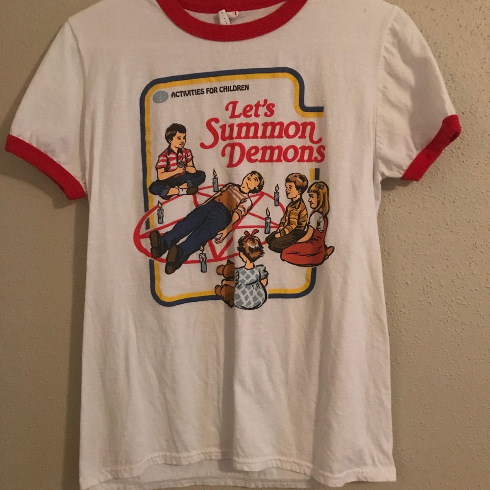 Steven Rhodes Let’s Summon Demons ringer T-shirt
